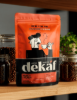 Custom printed stand up coffee pouch with resealable zipper and premium retail packaging design.